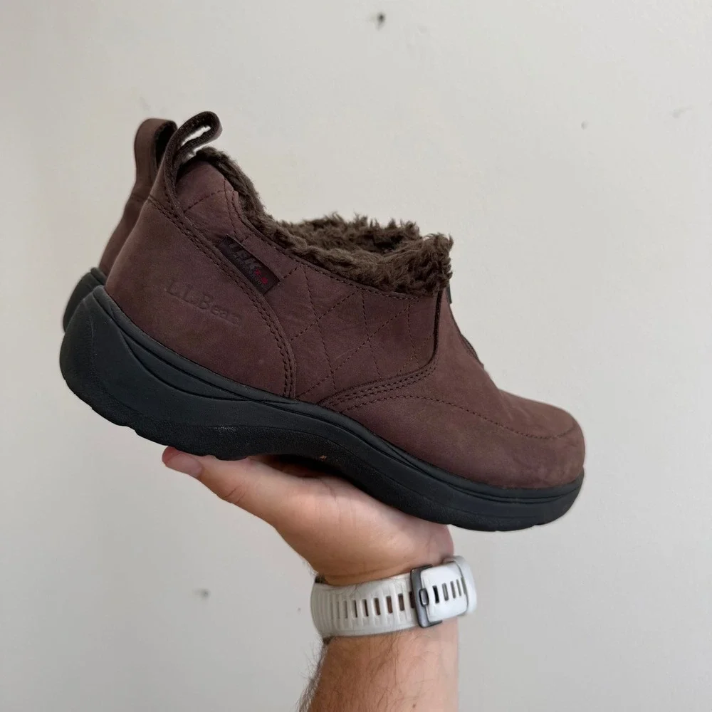 LL Bean Women Brown Suede TEK2.5 Waterproof 200g PrimaLoft Snow Sneakers 8 M